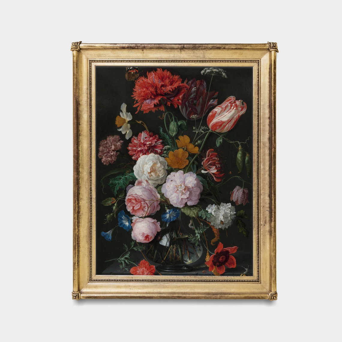 Dutch Master Mixed Flower Bouquet with Butterfly Vintage Poster - Image 2