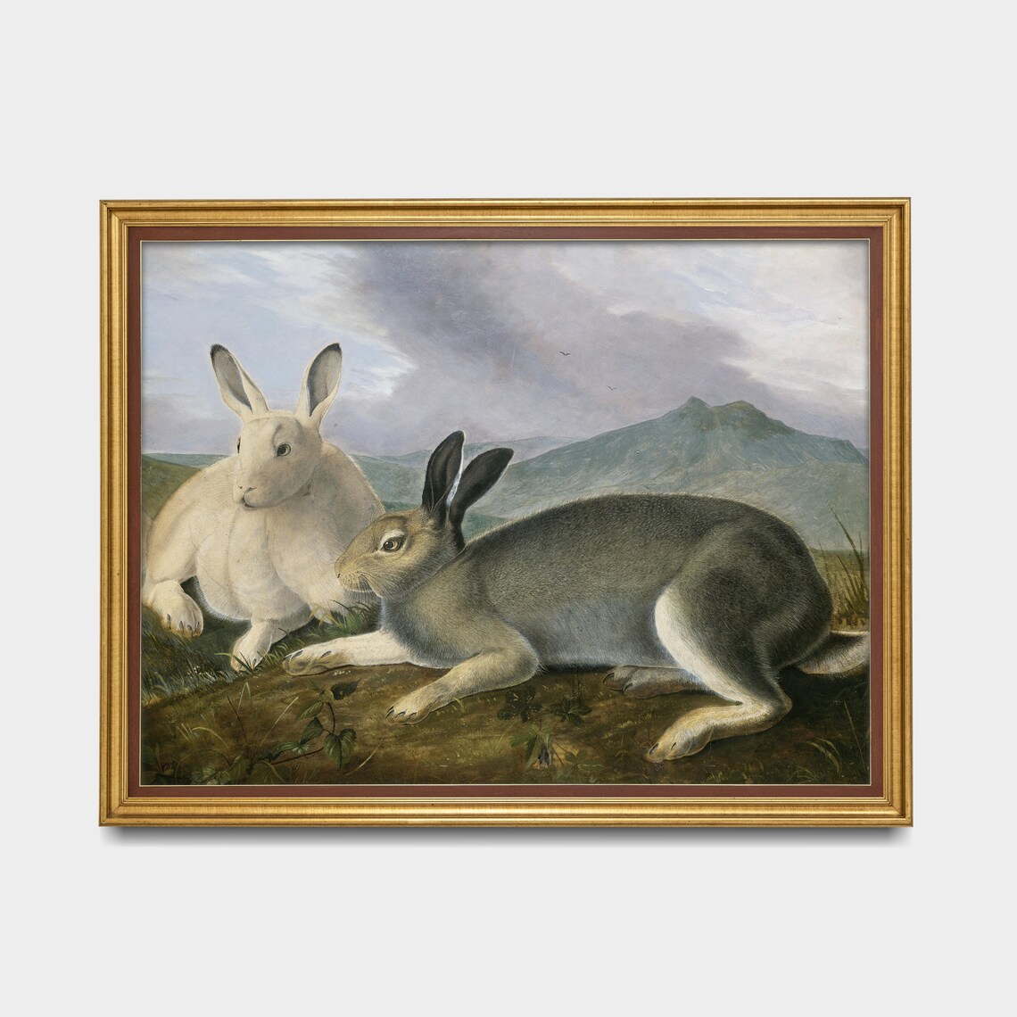 Vintage Rabbit Painting, Farmhouse Hare Art Print - Image 3