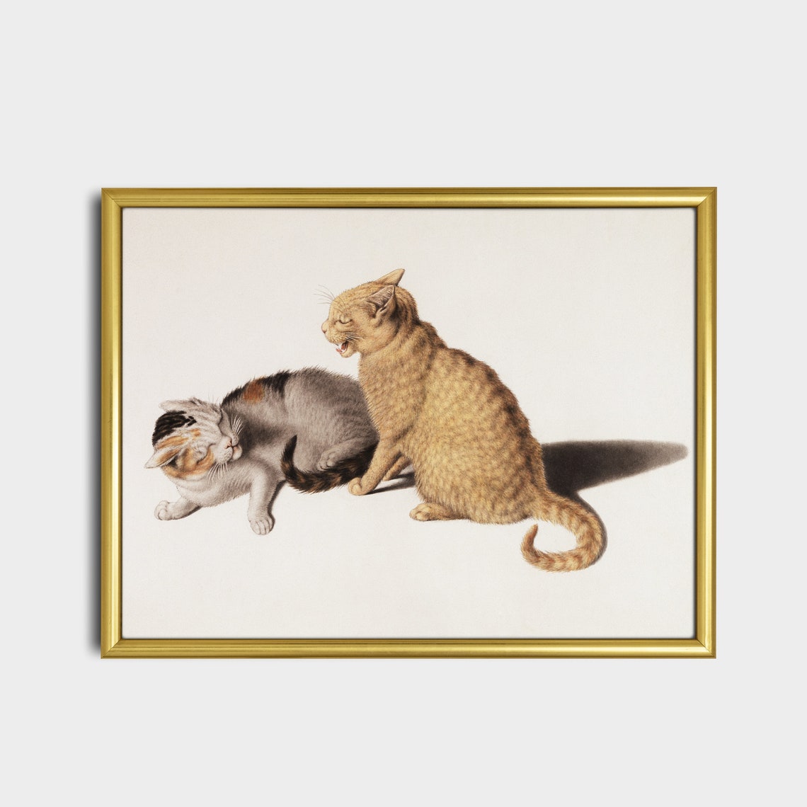 Ginger Tabby And Calico Cats Antique Feline Illustration Poster - Image 2