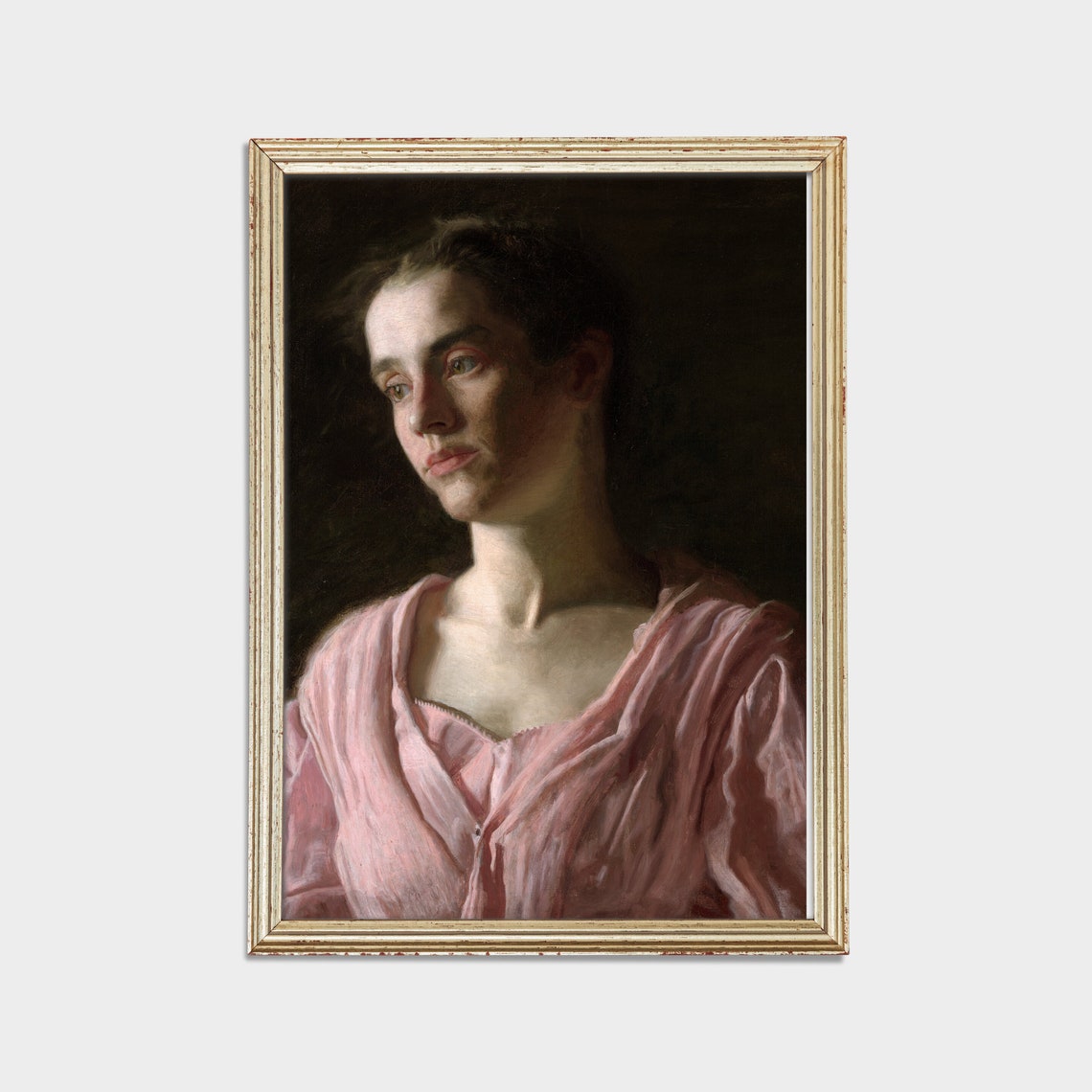 Vintage Young Woman Portrait Pink Blouse Antique Romantic Wall Art - Image 2