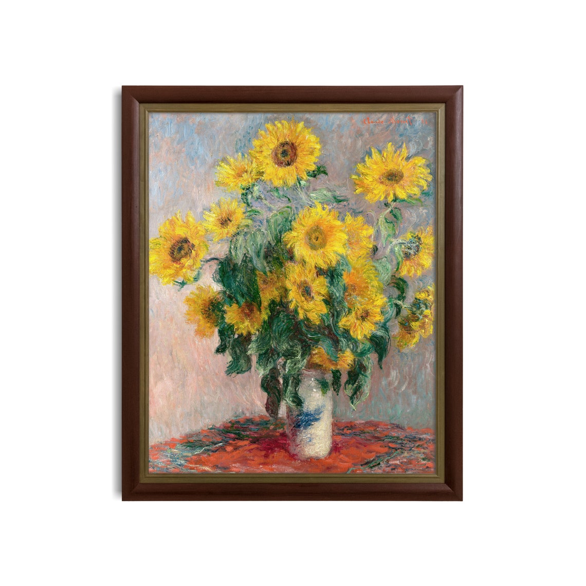 Sunflower Bouquet in a Vase Impressionist Floral Still Life Poster - Image 2