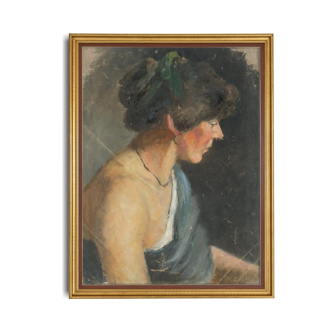 Vintage Woman Portrait Impressionist Profile Timeless Art Poster - Image 3