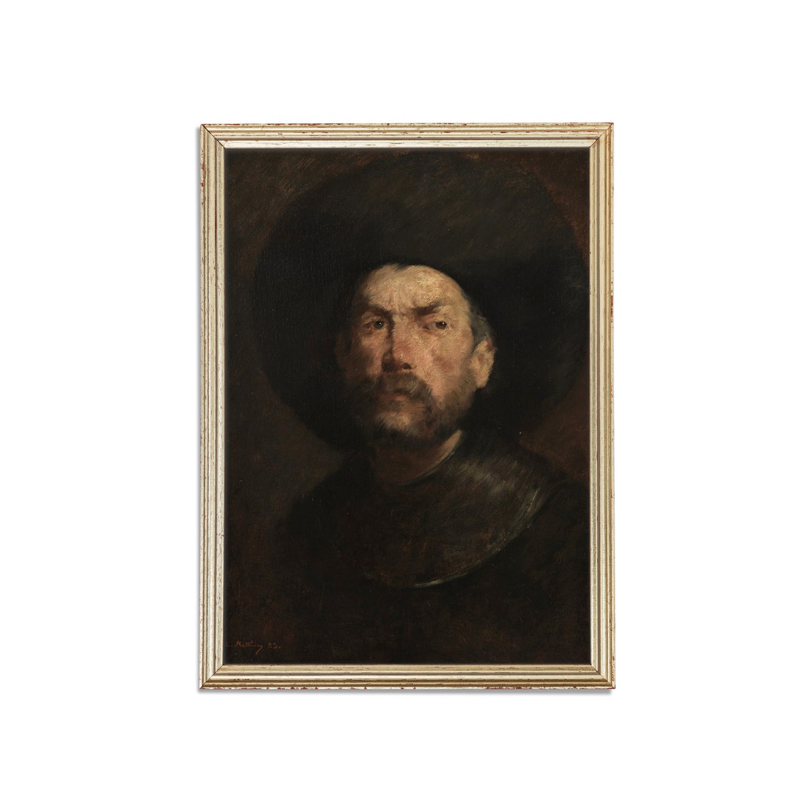 Man In Wide Black Hat Dramatic Vintage Portrait Painting Poster - Image 5