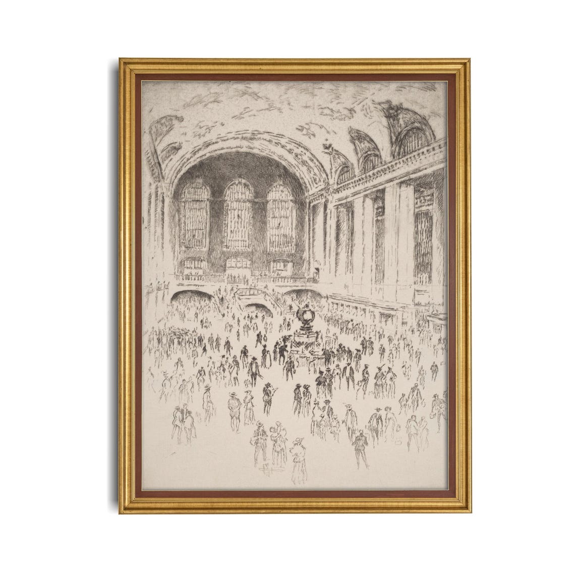 Grand Central Terminal Main Concourse Crowded Ink Sketch Poster - Image 4