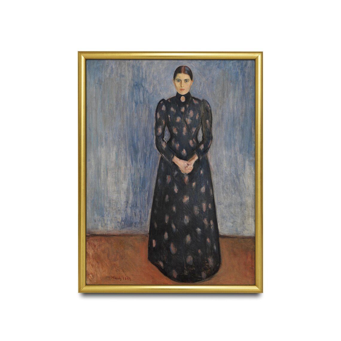 Edvard Munch 1922 Portrait of a Woman in a Floral Dress Poster - Image 2