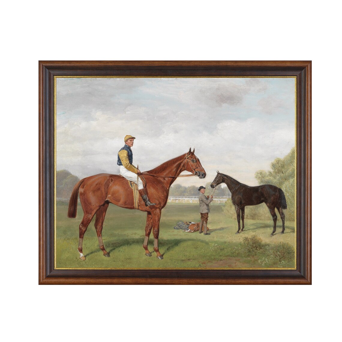 Jockey In Racing Silks On Chestnut Racehorse Equestrian Art Poster - Image 3