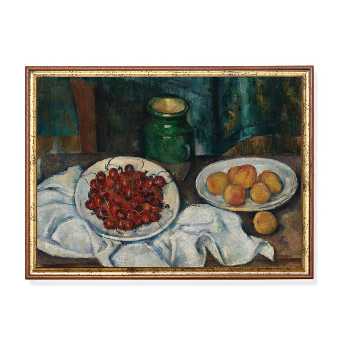 Cezanne Still Life with Cherries and Peaches on Plates Poster