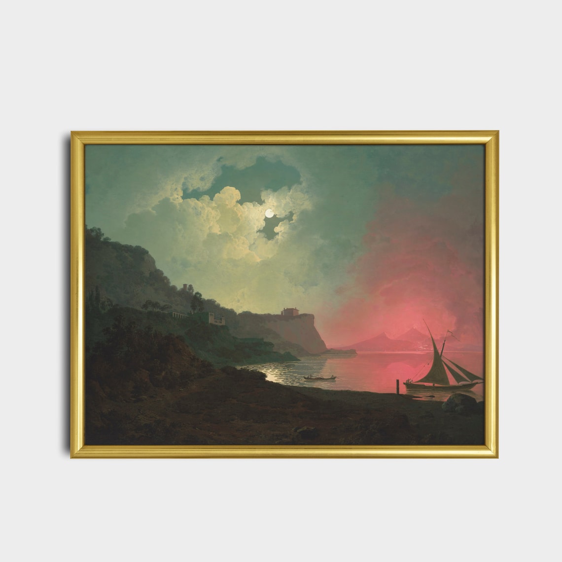 Vintage Landscape Painting, Moody Sailing Boat Nocturne - Image 5