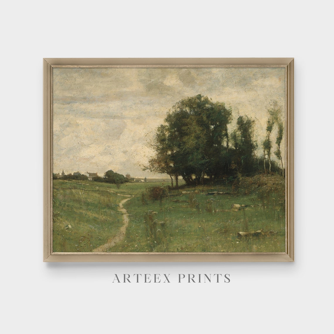 Vintage Landscape Painting Antique Country Landscape Wall Art Farmhouse Decor Livingroom Art Fine Art - Image 5