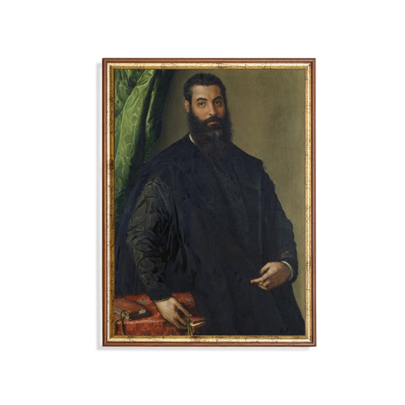 Print And Ship Vintage Gentleman Portrait Antique Man Portrait Mailed Print Oil Painting Print Moody Rustic Fine Art Print