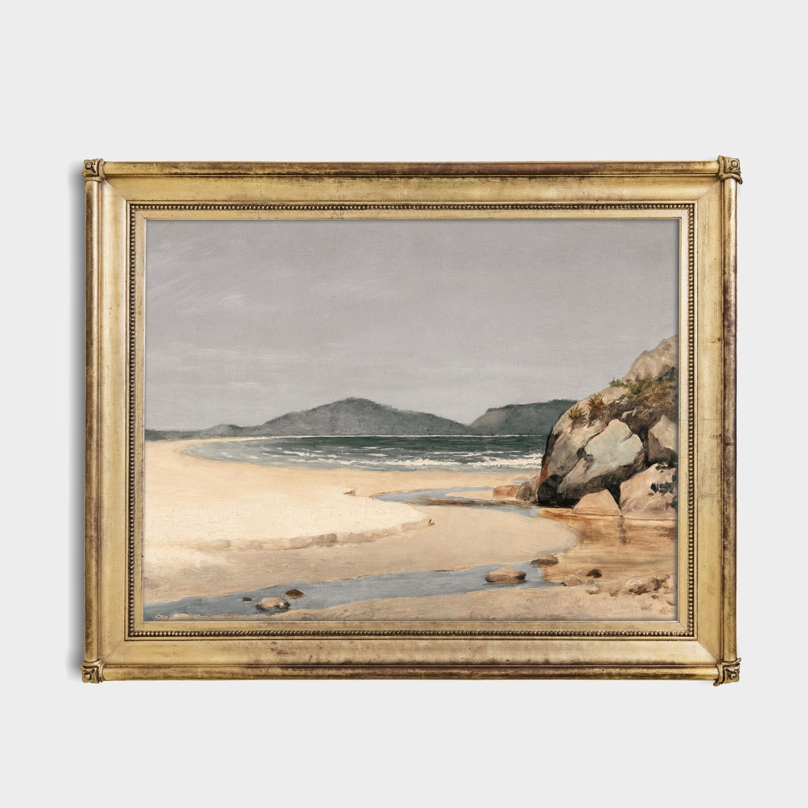 Quiet Beach Cove with Rocky Shore and a Winding Stream Poster - Image 3