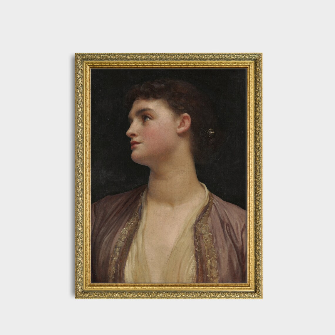 Classical Profile Portrait of a Woman in a Mauve Dress Poster - Image 3