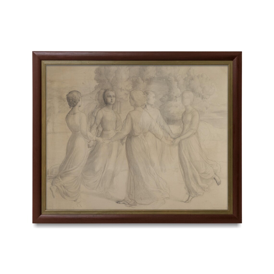 The Round Dance Antique Sketch of Women Dancing in a Circle Poster - Image 3