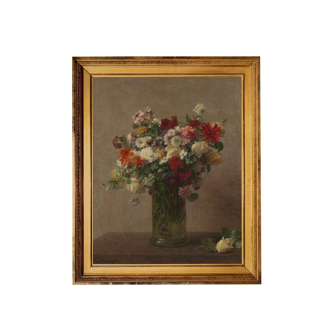 Colorful Mixed Bouquet Tall Vase Realistic Floral Still Life Poster - Image 4