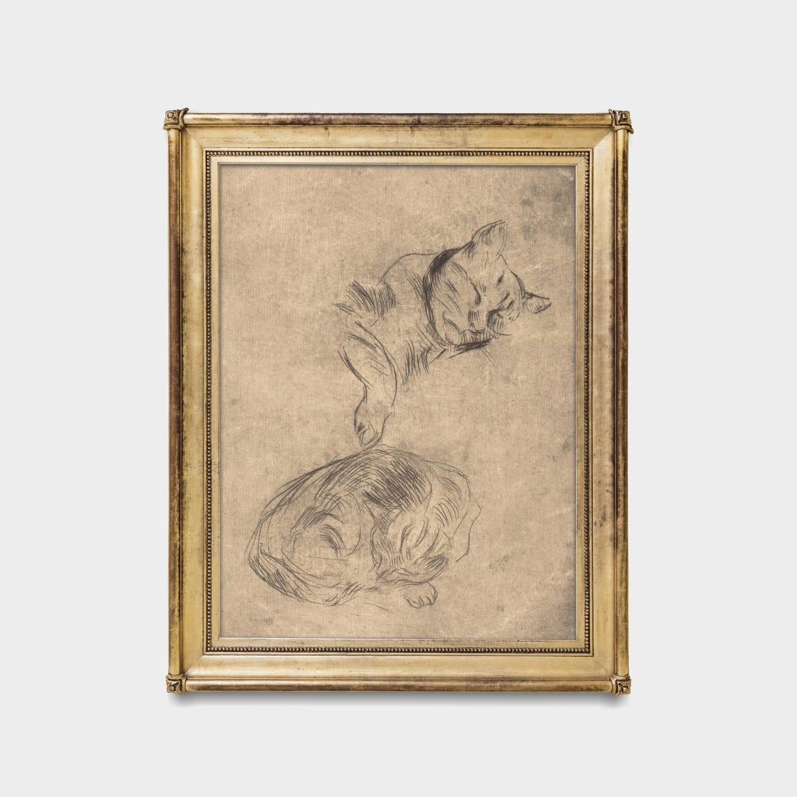 Sleeping Cats Pencil Sketch Study Vintage Nursery Art Poster - Image 5