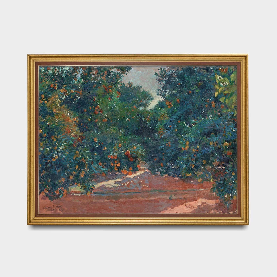 Antique Sunlit Orange Grove Orchard Painting Fine Art Poster - Image 5