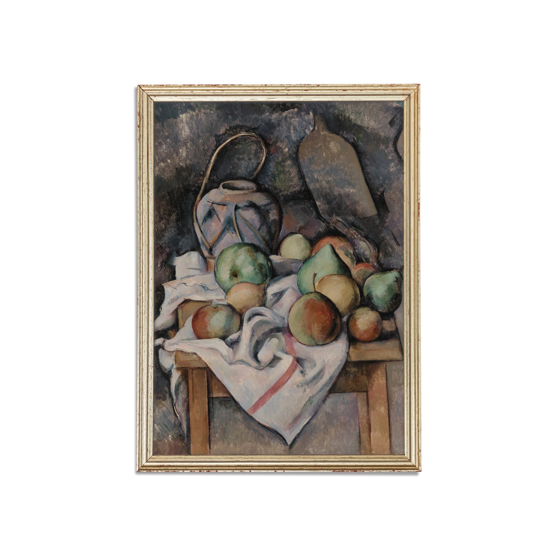 Still Life with Ginger Jar Pears and Apples Vintage Painting Poster - Image 4