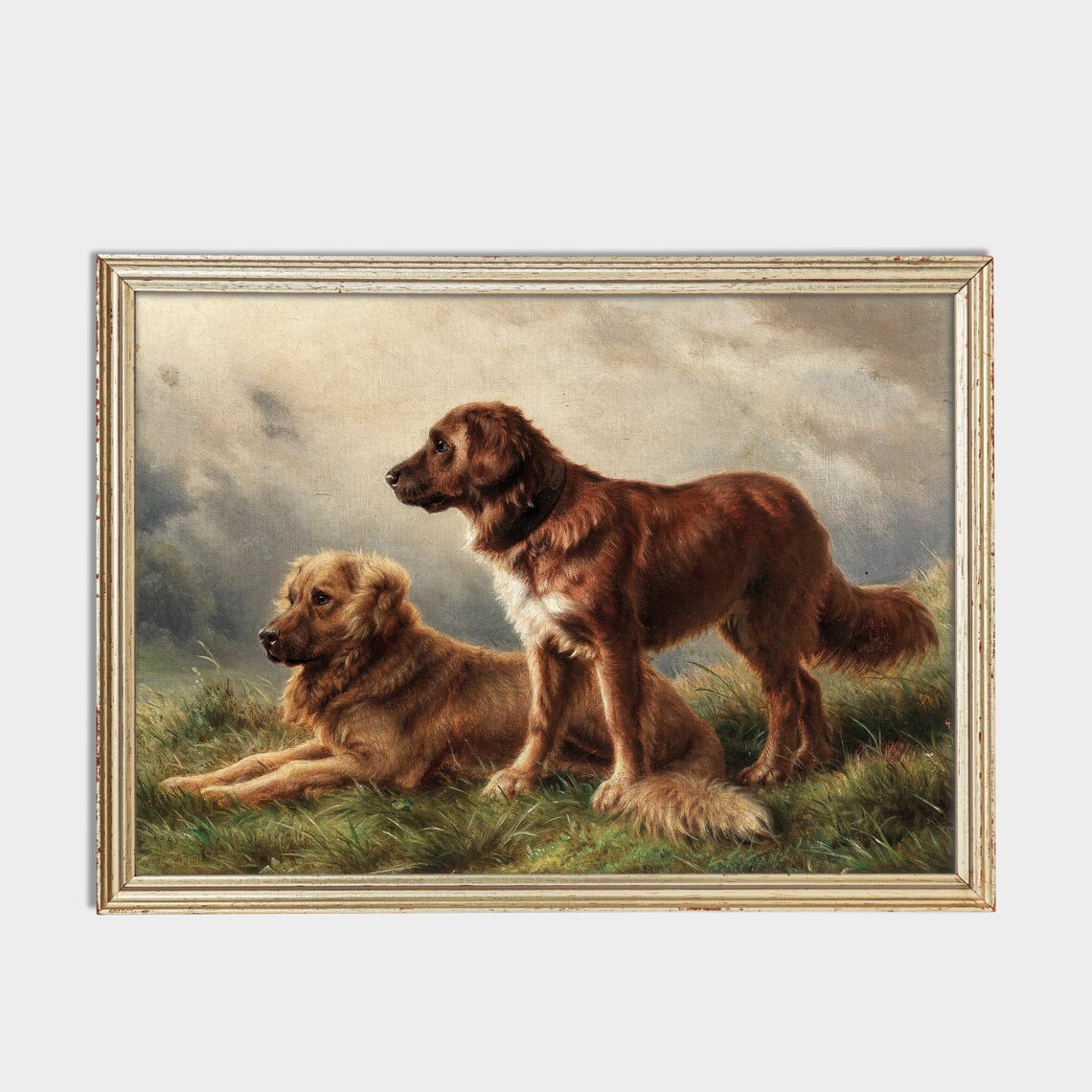 Vintage Dogs Painting, Antique Animal Print - Image 2