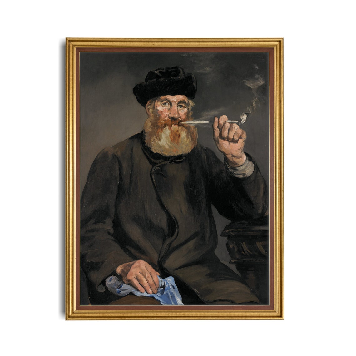 Bearded Gentleman Smoking Pipe Vintage Character Portrait Poster - Image 2