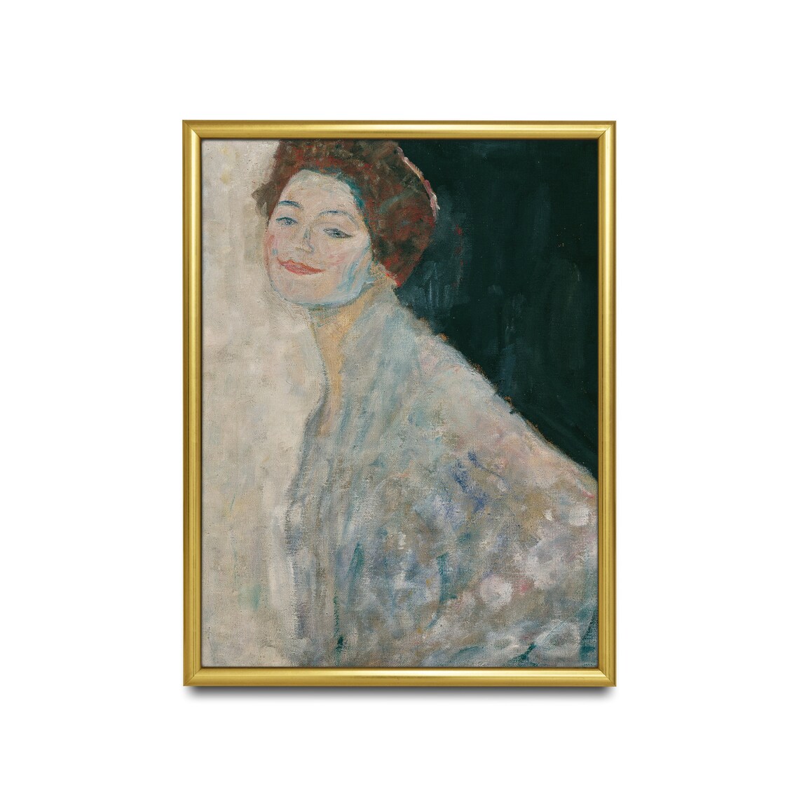 Smiling Red-Haired Woman in a Flowing Pale Dress Vintage Poster - Image 2