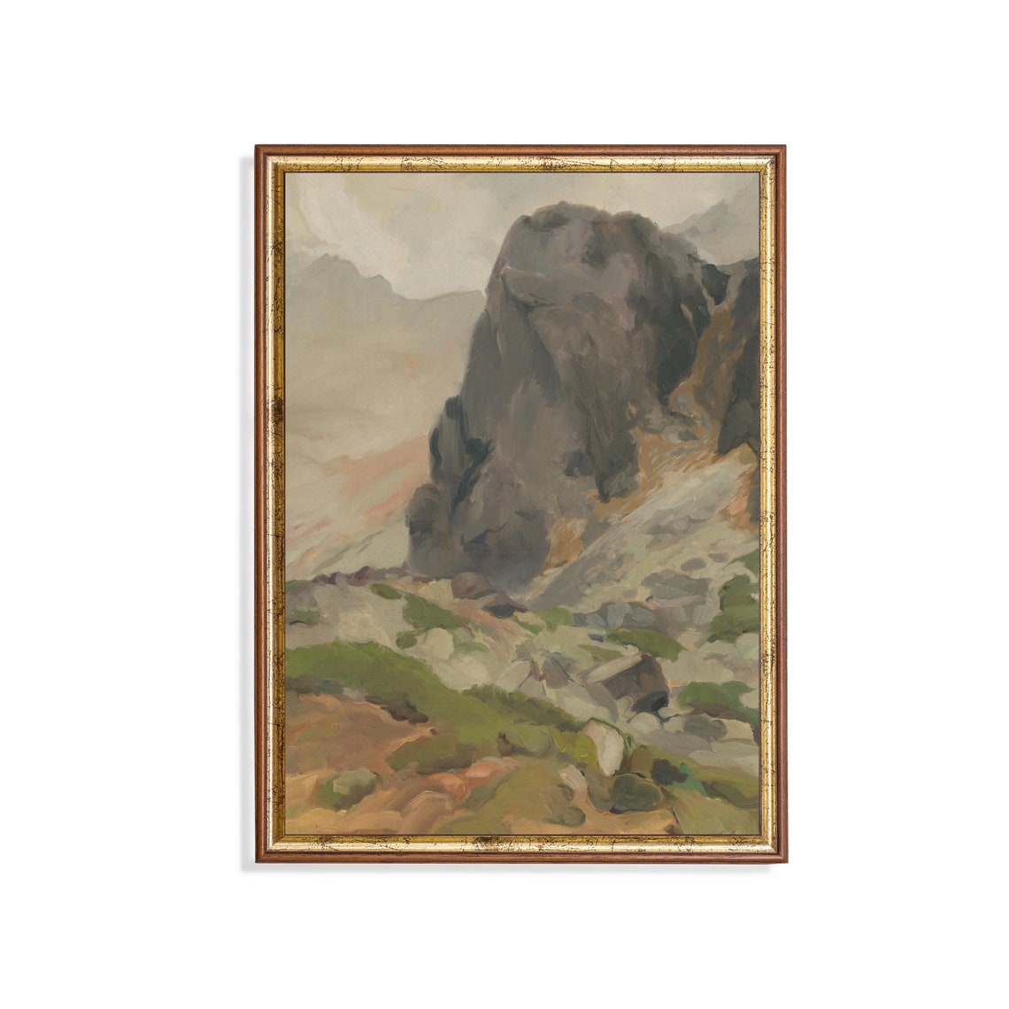 Rocky Mountain Crag in Loose Impressionist Brushwork Painting Poster