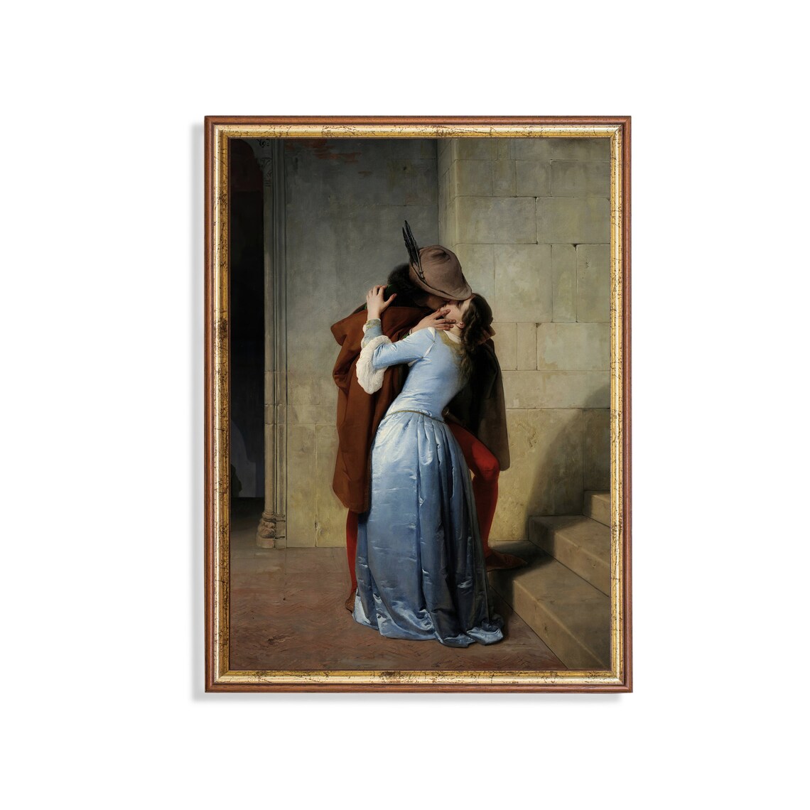 The Kiss by Francesco Hayez Romantic Couple Vintage Painting Poster