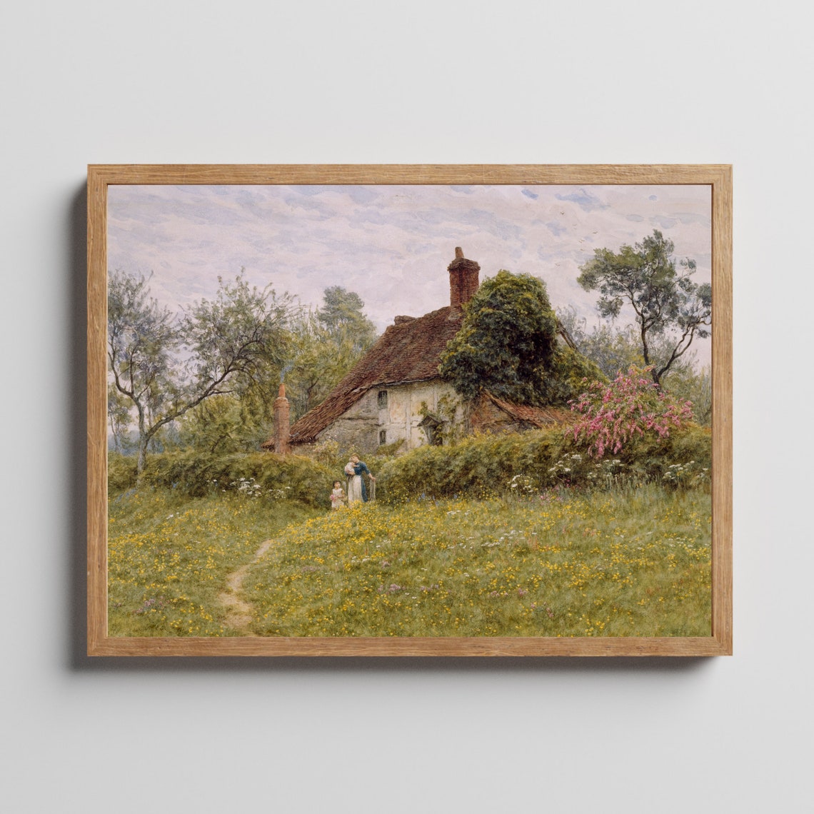 Vintage Landscape Painting Horizontal Wall Art Oil Painting Print Antique Art Print Farmhouse Poster Print Above Bed Art - Image 4