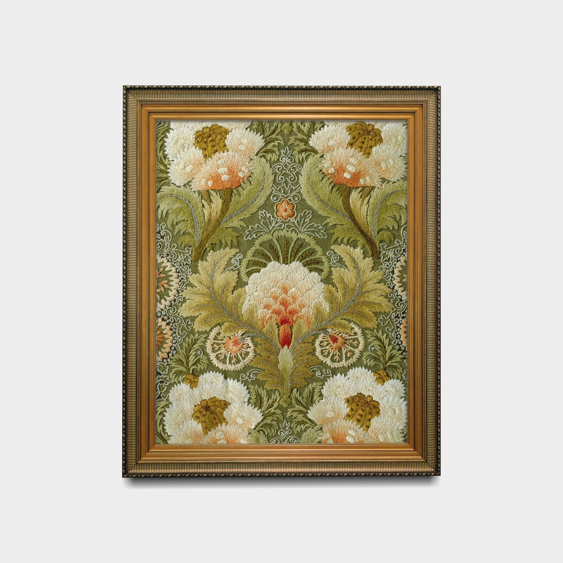 Symmetrical Vintage Floral Embroidery Textile Pattern Art Poster - Image 2