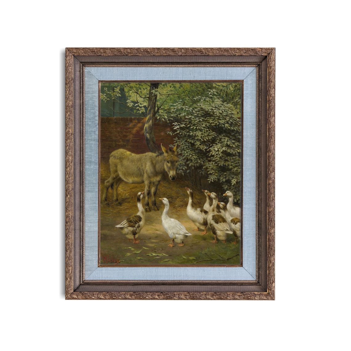 Vintage Donkey With Ducks Rustic Country Art Print - Image 3