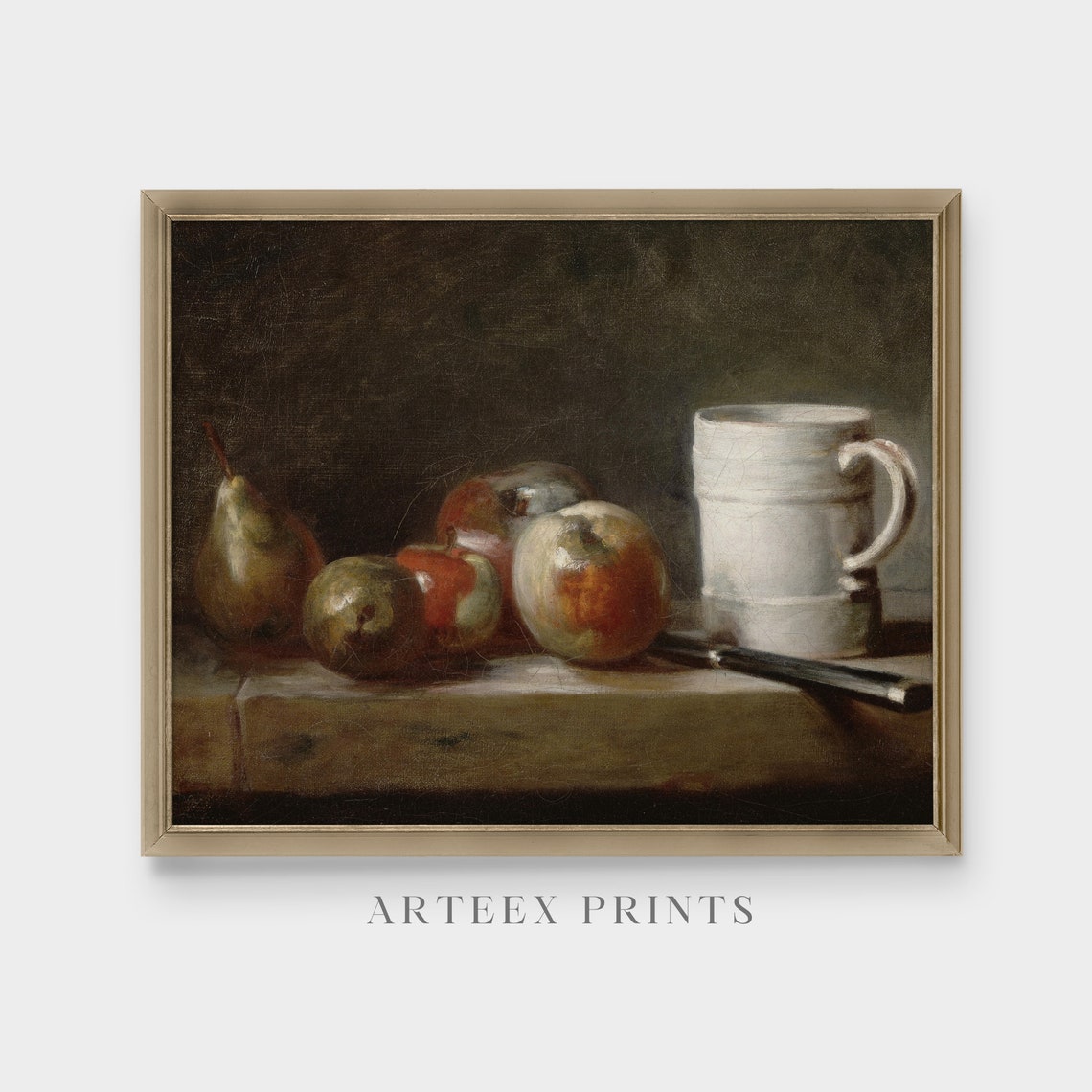Ripe Pears and Apples Beside a White Mug Vintage Still Life Poster - Image 5