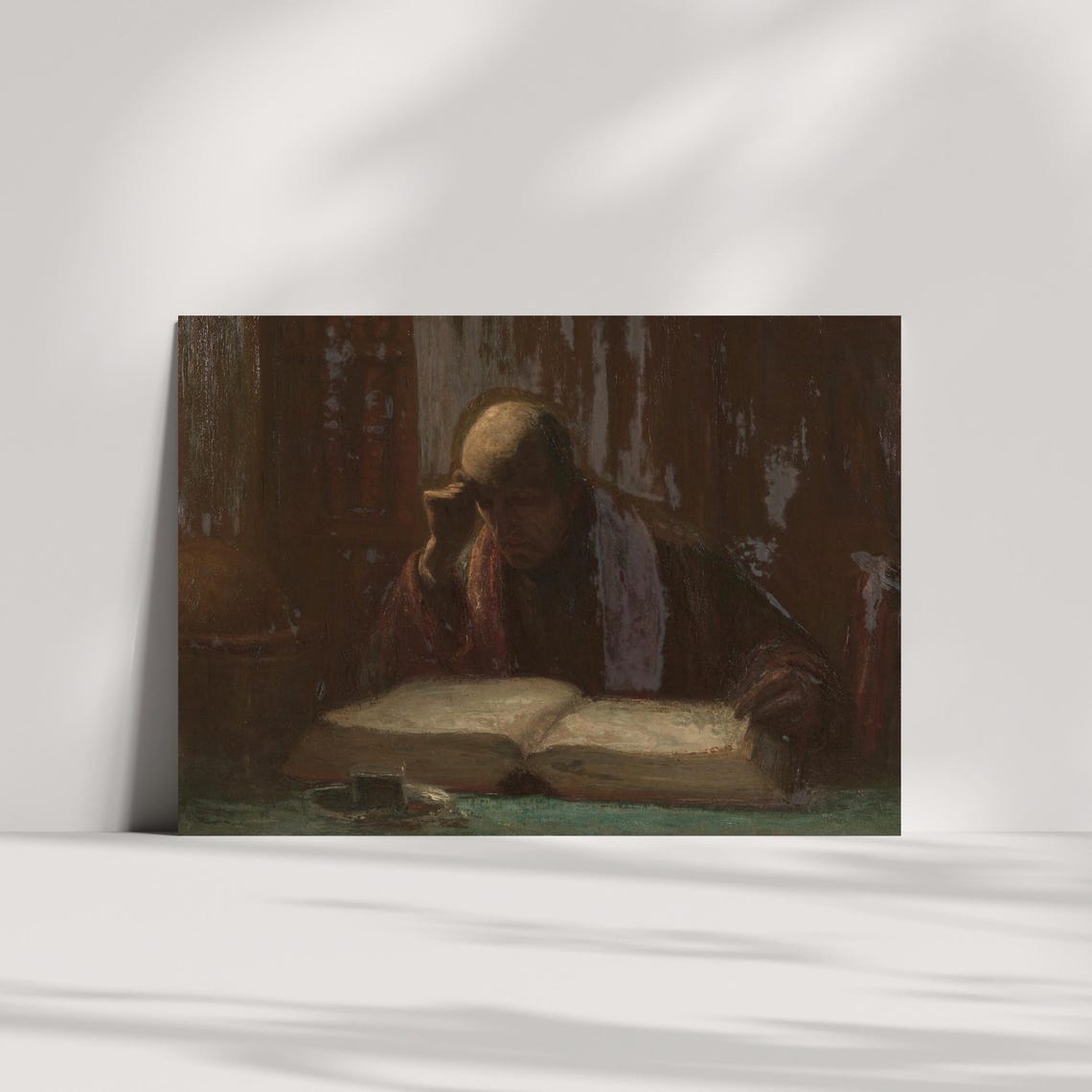 Moody Scholar Reading By Candlelight Dark Academia Oil Painting Poster - Image 2