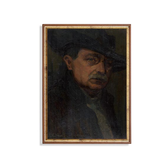 Printed And Shipped Vintage Gentleman Portrait Antique Man Portrait Oil Painting Print Moody Rustic Fine Art Man With Glasses