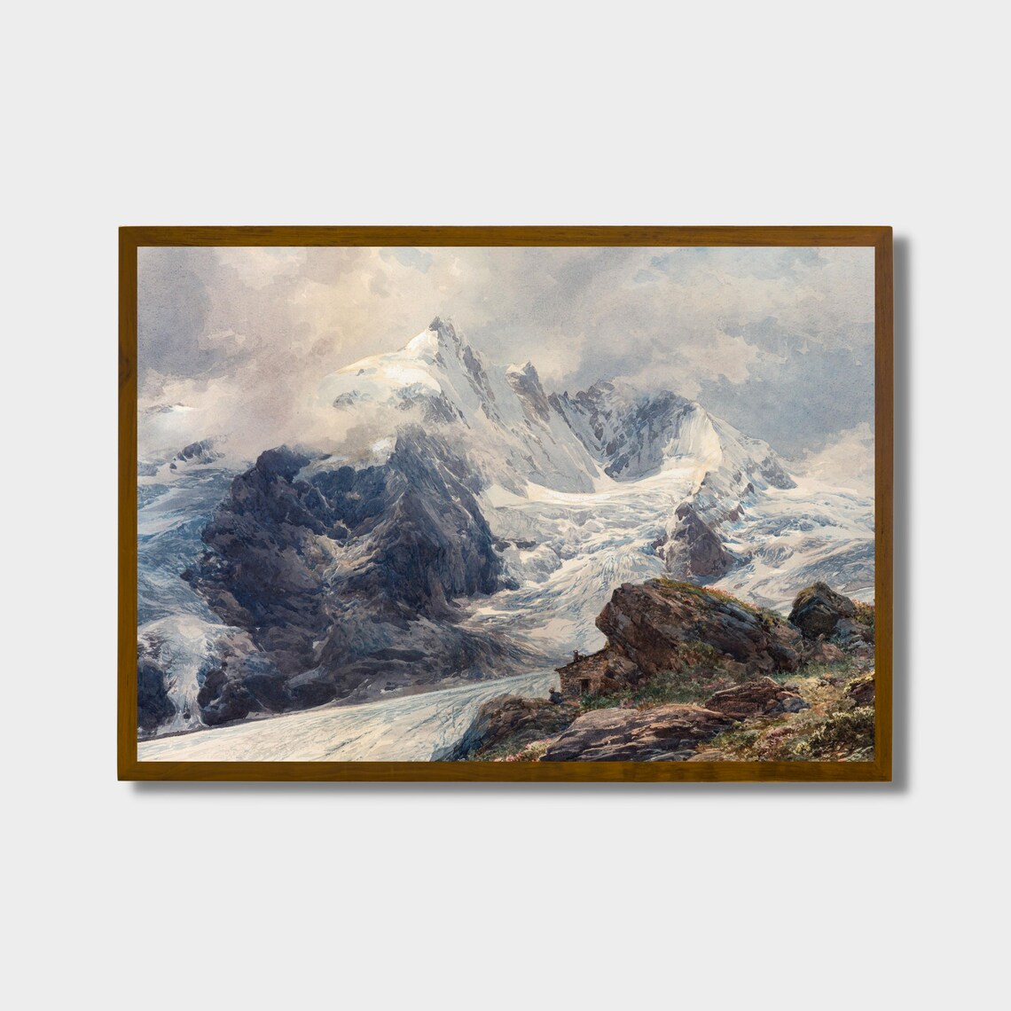 Vintage Winter Landscape, Rustic Snowy Mountain Art Print - Image 2