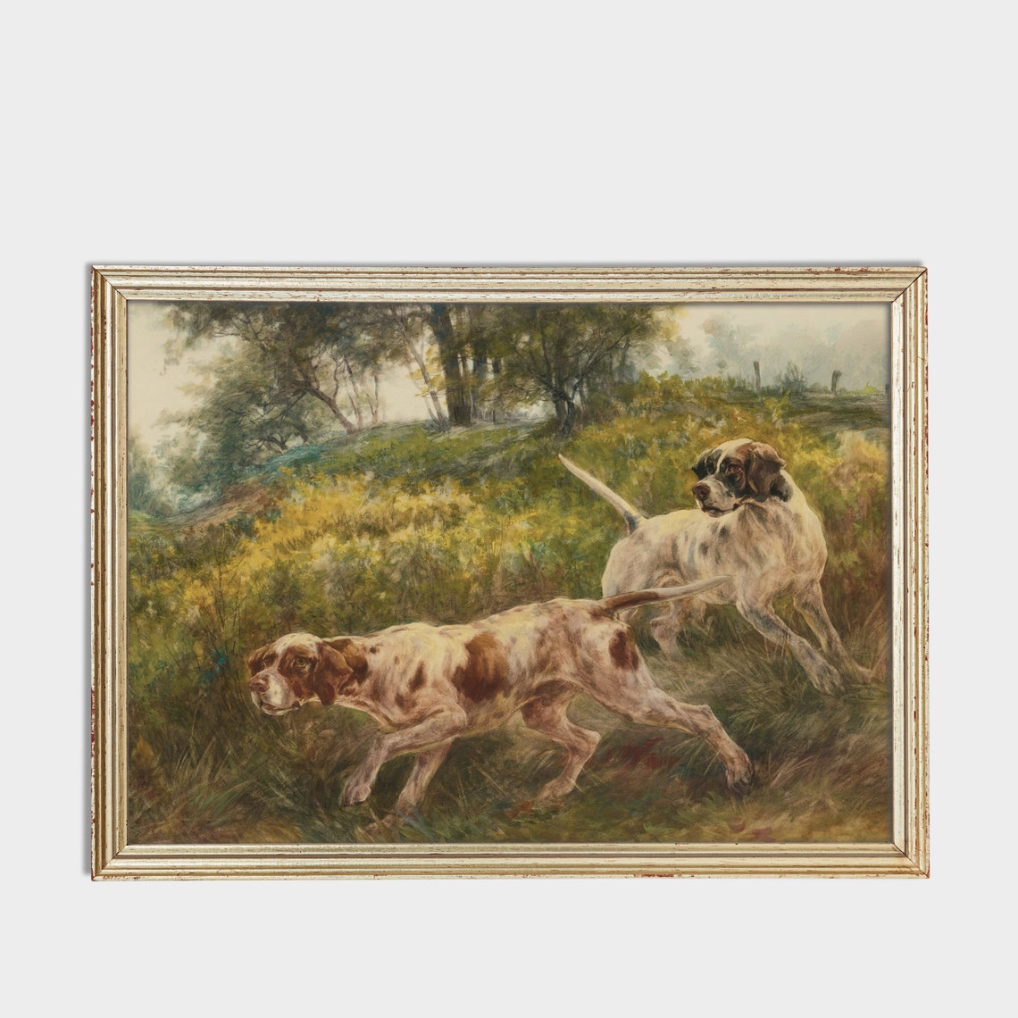 Two Setter Dogs Hunting in Tall Grass Antique Sporting Art Poster - Image 3