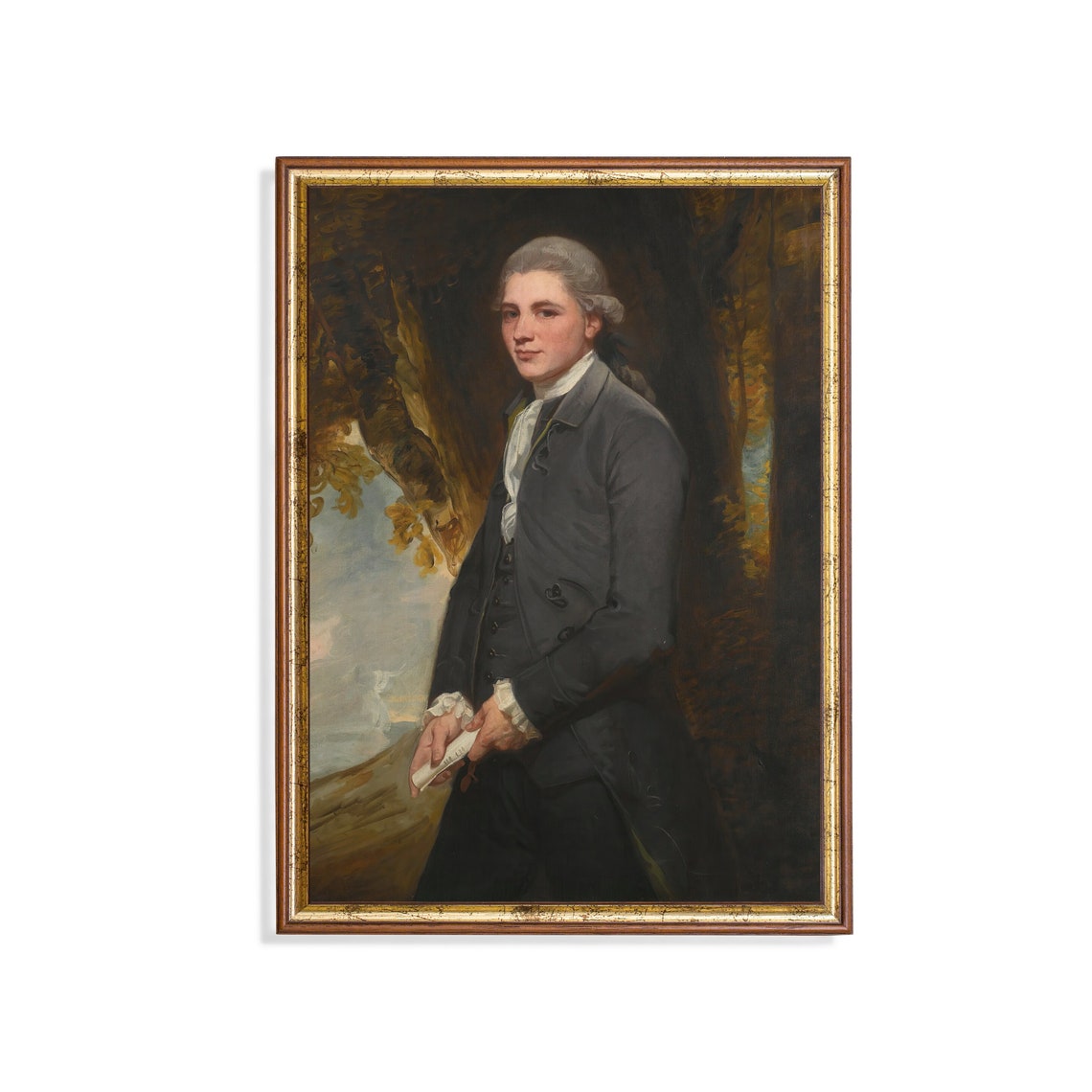 Young Gentleman in a Grey Coat Holding a Scroll Portrait Poster