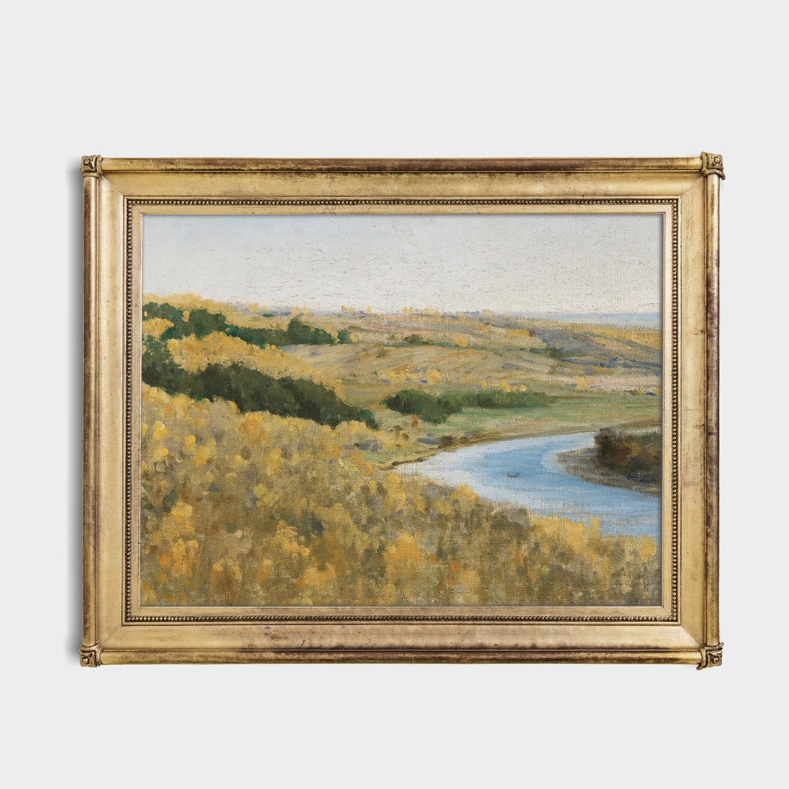 Golden Autumn River Valley Vintage Landscape Painting Wall Poster - Image 4