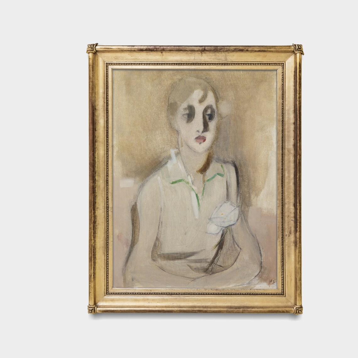 Abstract Portrait of a Girl Pale Blouse Modern Vintage Painting Poster - Image 3