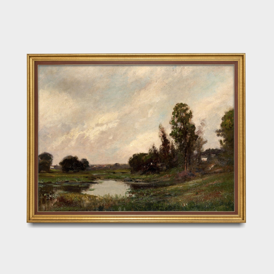 Landscape Painting Moody Riverscape Print Rustic Country Scenery Wall Decor Wall Art Living Room Art - Image 5