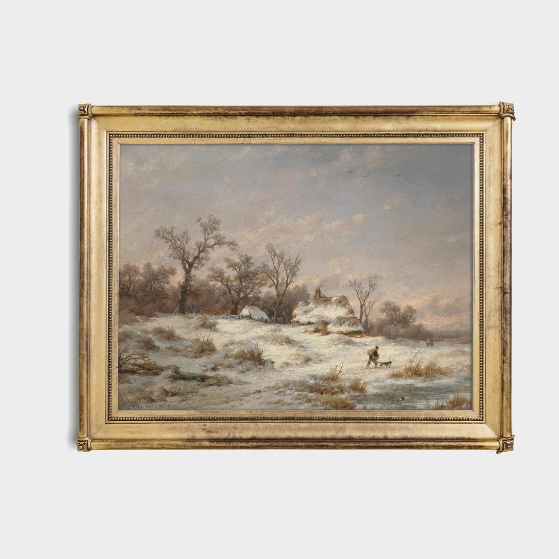 Snowy Cottages Winter Countryside Antique Landscape Art Poster - Image 4