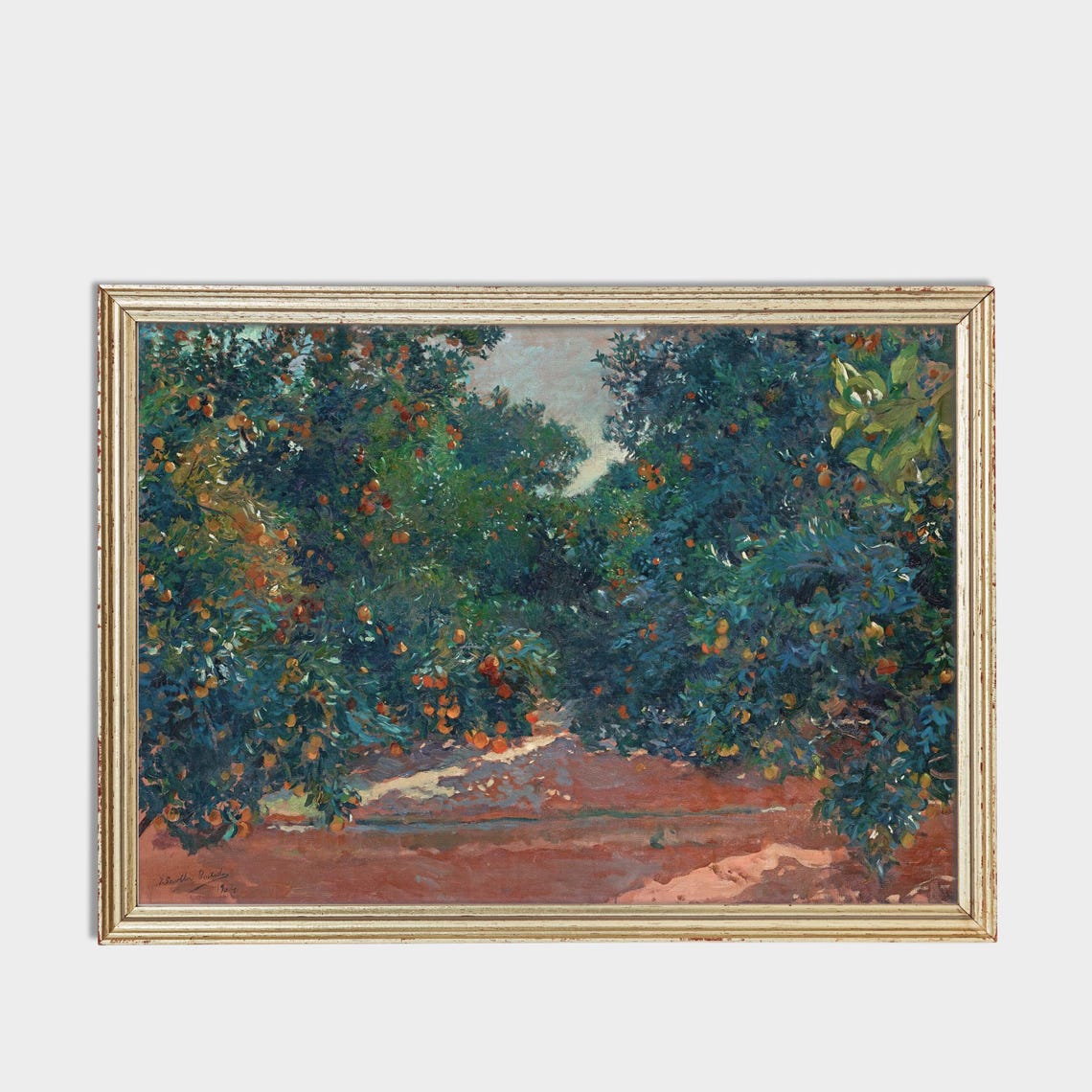 Antique Sunlit Orange Grove Orchard Painting Fine Art Poster - Image 3