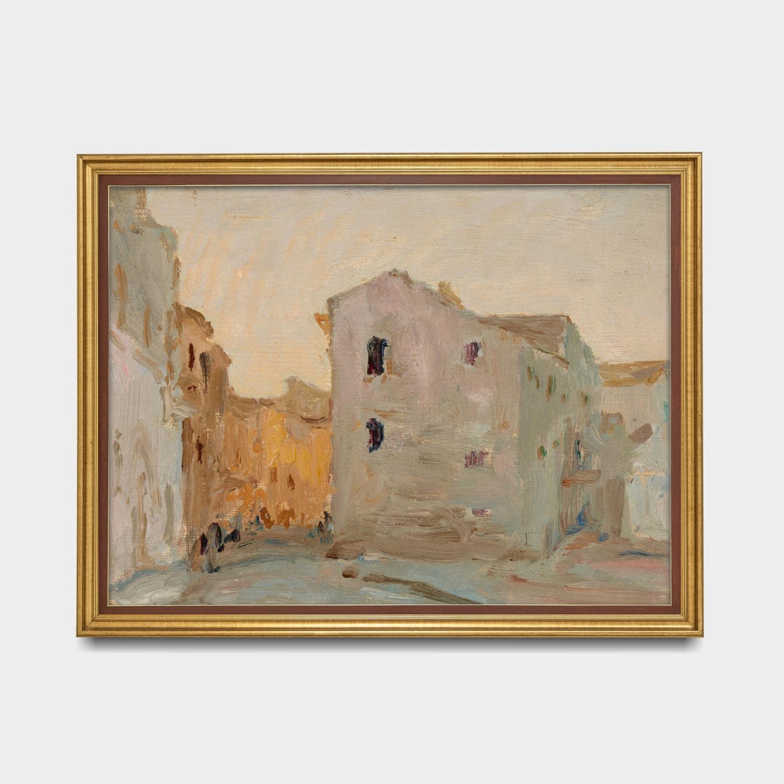 Impressionist European Street with Whitewashed Houses Poster - Image 5