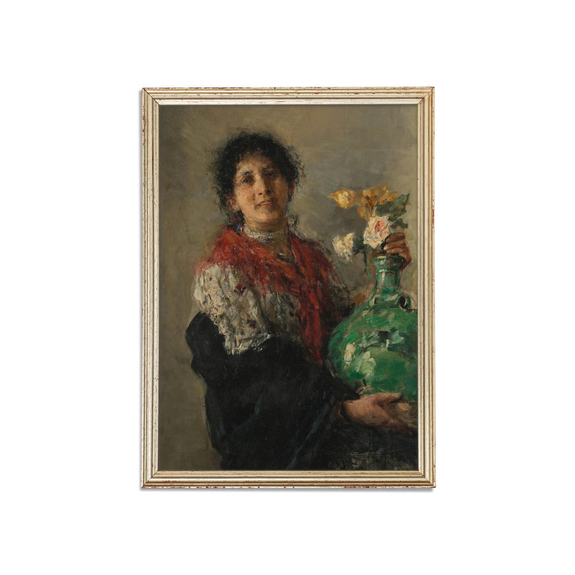 Woman With Green Vase Vintage Impressionist Portrait Art Poster - Image 2