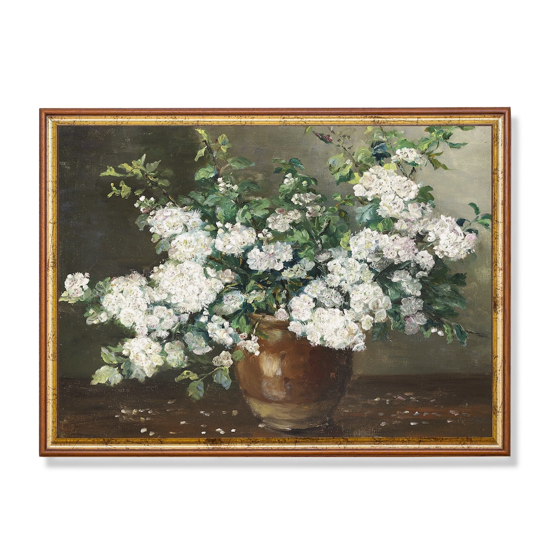 Vintage Still Life With Flowers, Rustic Floral Art Print