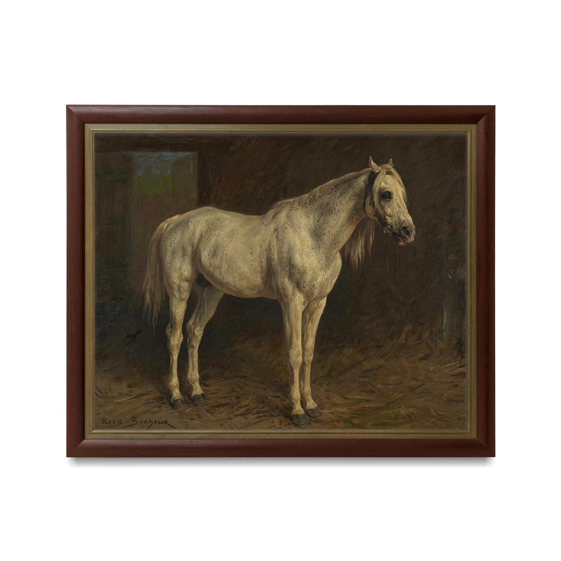Dappled White Horse in a Stable Rosa Bonheur Equestrian Poster - Image 5