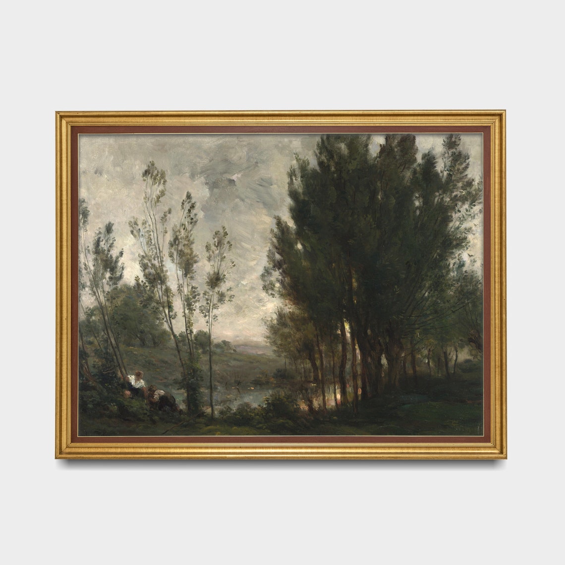 Quiet River Beneath Tall Poplars Barbizon School Landscape Art Poster - Image 4