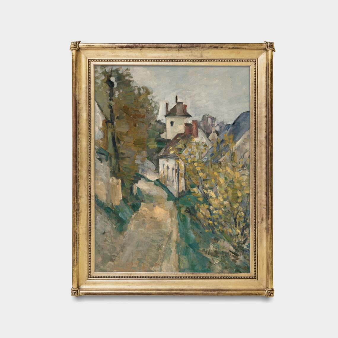 Impressionist Village Street Painting Antique Country Houses Wall Art - Image 4