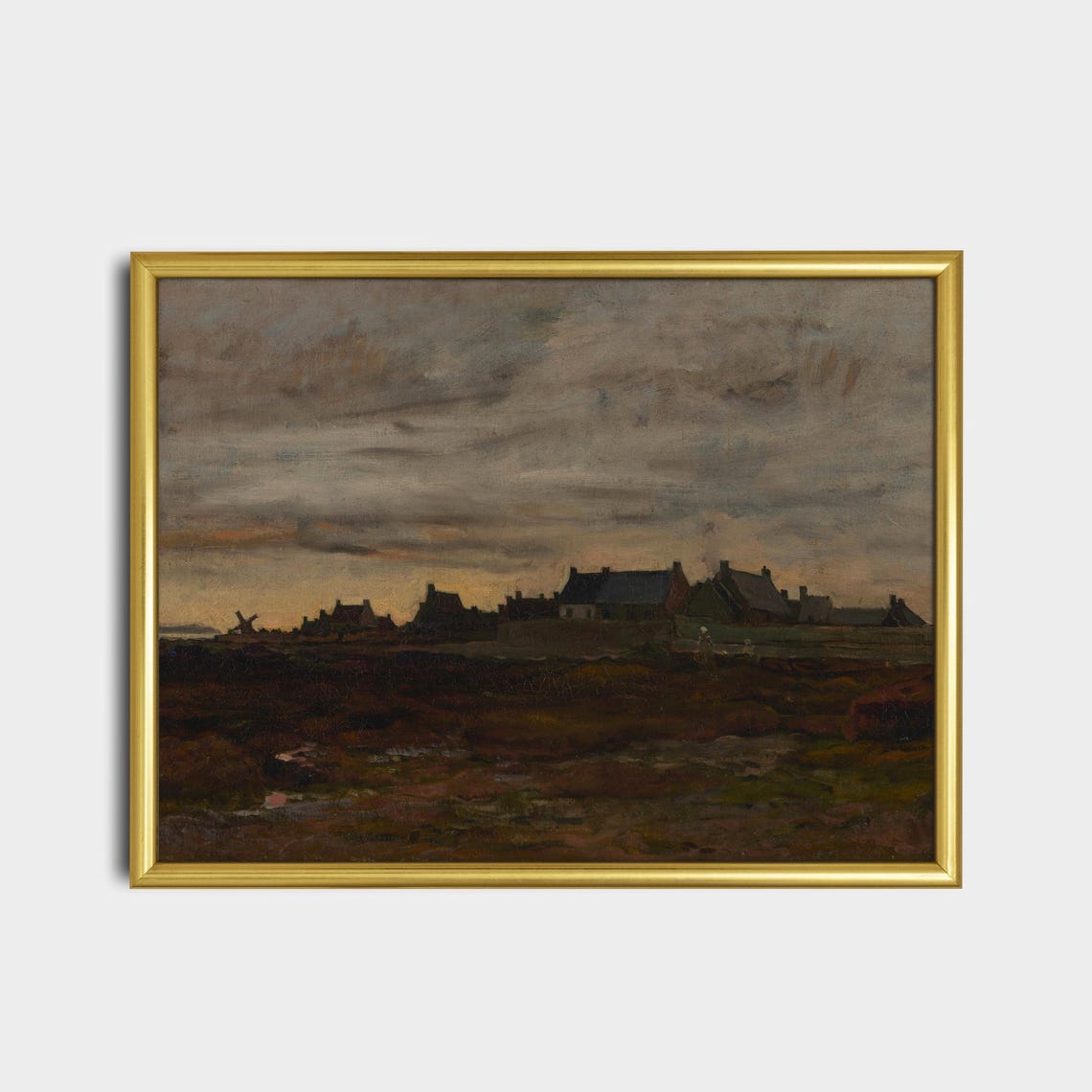 Dark Coastal Village Silhouette at Dusk Brooding Seascape Poster - Image 2