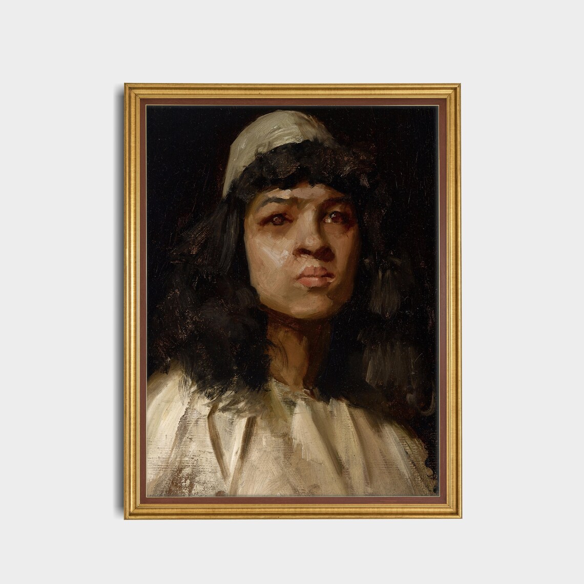 Woman In White Cap And Shawl With Dark Hair Antique Portrait Poster - Image 5
