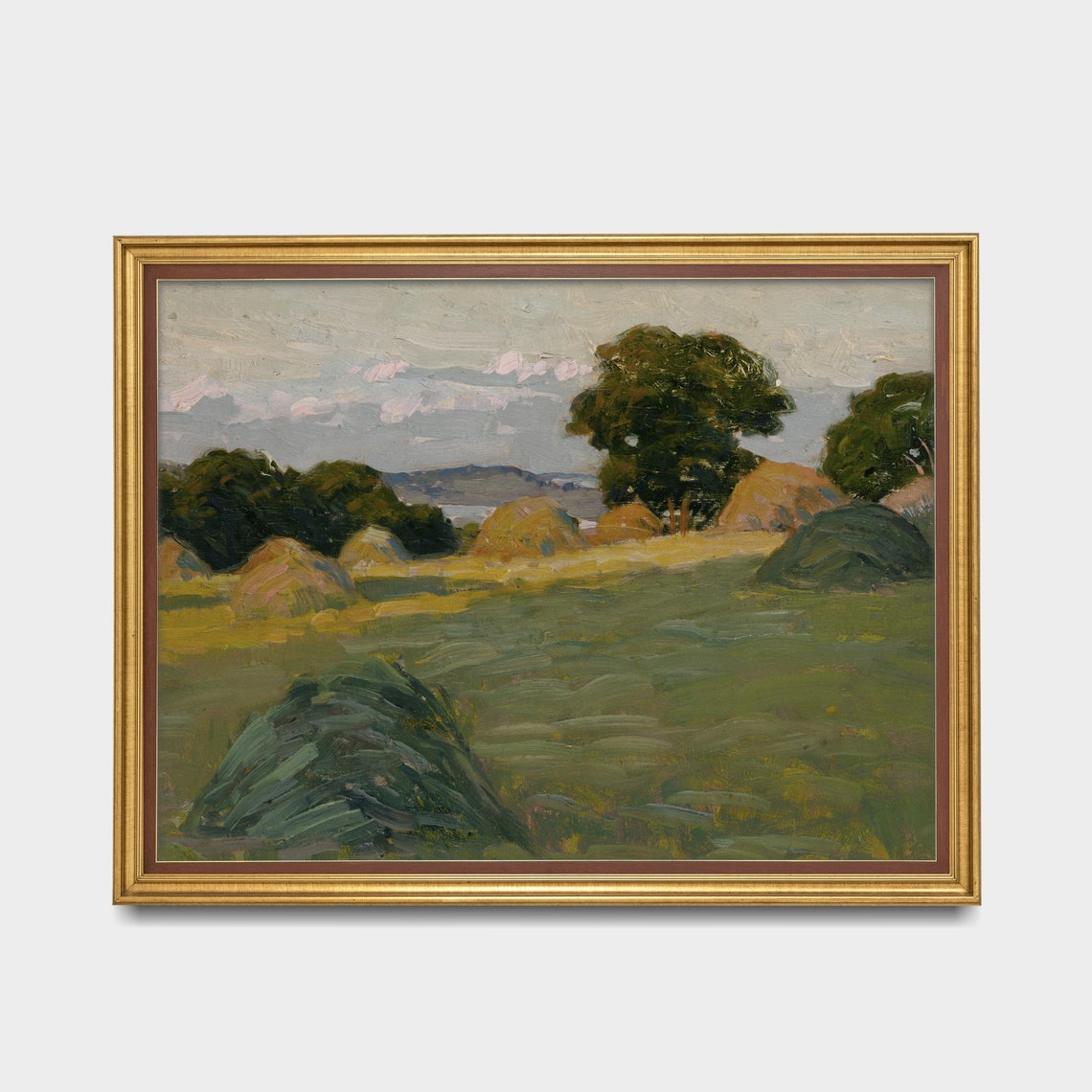 Vintage Landscape Painting Antique Country Landscape Oil Painting Fine Print Wall Art Farmhouse Decor - Image 2
