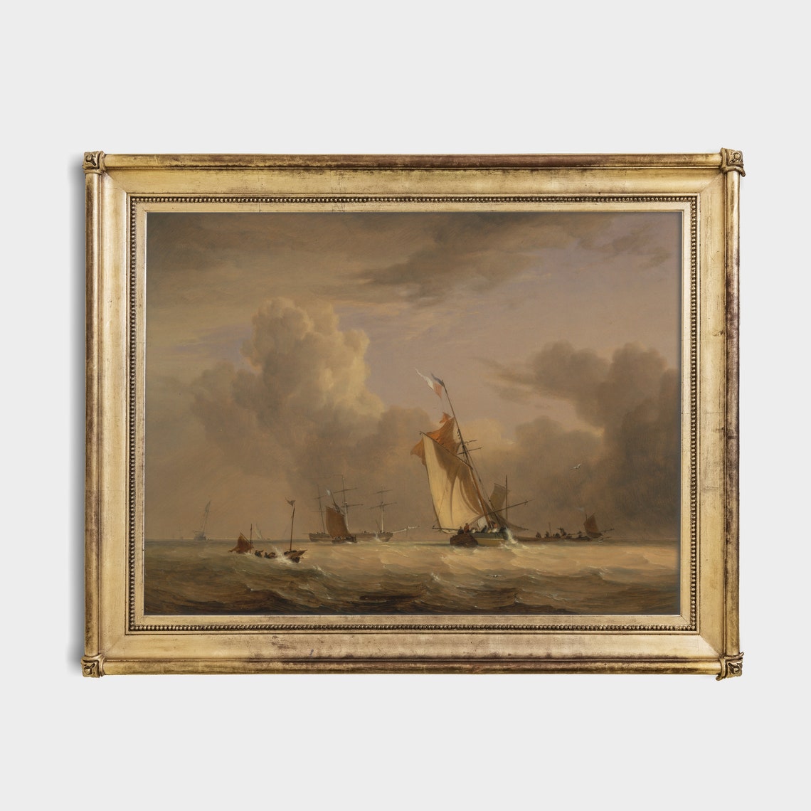 Printed And Shipped Vintage Sailing Ship Painting Antique Seascape Print Moody Rustic Ocean Beach Nautical Decor Physical Prints - Image 2